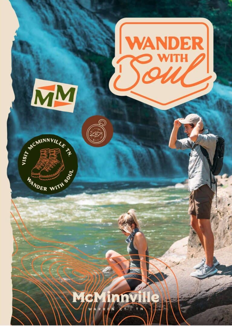 Official McMinnville Field Guide cover featuring the green and orange "MM" logo with the slogan "Wander with Soul."