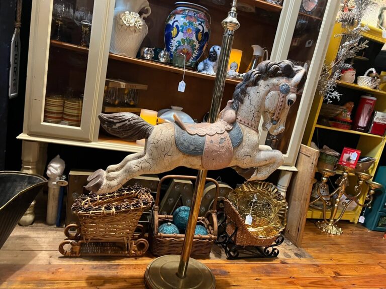Antique carousel hourse in antique store